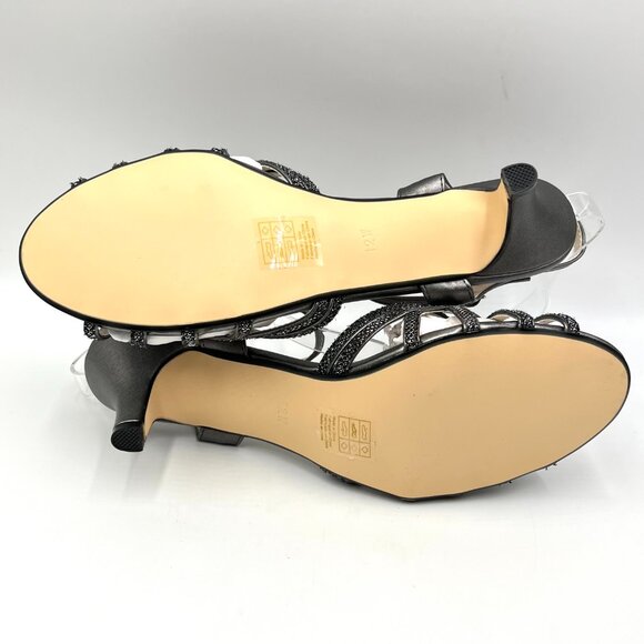 12W 12 WIDE WIDTH Touch Ups Amara Pewter‎ Silver Kitten Heel Dress Sandals Shoes - Picture 8 of 14